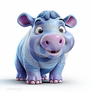 Disney\'s Tiny Hippo: Cute And Fluffy 3d Animation Icon On White Background