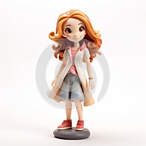 Disney-style Girl Figurine With Long Red Hair - Science Academia Theme
