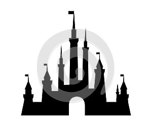 Disneyland castle silhouette logo, disney castle icon - vector photo