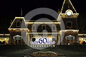 Disneyland Front Entrance at night