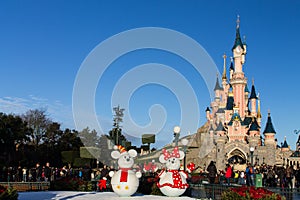 Disneyland Paris Castle during Christmas celebrations