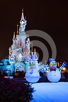 Disneyland Paris Castle during Christmas celebrations