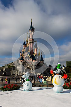 Disneyland Paris Castle during Christmas celebrations