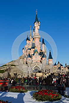 Disneyland Paris Castle with Christmas decorations