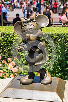 Disneyland Park, Anaheim, California, USA. Bronze sculpture of Minnie Mouse