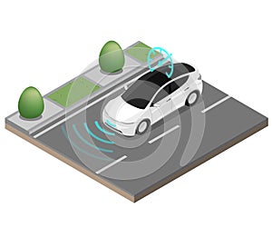 Isometric Composition car curise control limit speed and automotive radar photo