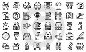 Disobedient icons set, outline style