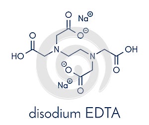 Disodium edetate disodium EDTA drug molecule. Skeletal formula.