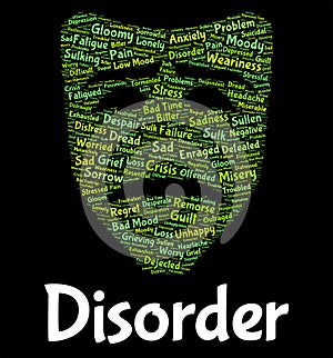 Disorder Word Represents Wordcloud Words And Malady