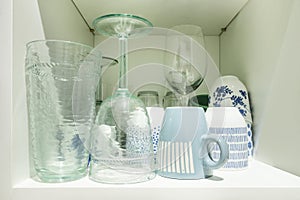 Disparate piece glassware stored