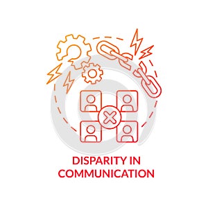 Disparity in communication red gradient concept icon