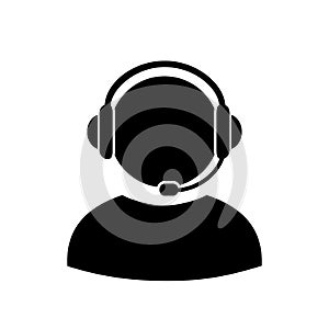 Dispatcher with headphone icon sign - vector