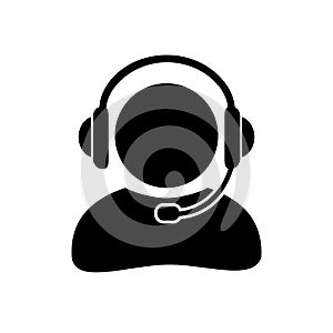 Dispatcher with headphone icon sign - vector for stock