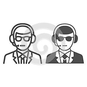 Dispatcher line and solid icon, airlines concept, dispatcher vector sign on white background, dispatcher outline style