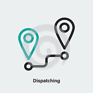 Dispatching linear two colored isolated vector icon