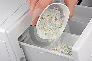 Dispense washing powder into the washing machine photo