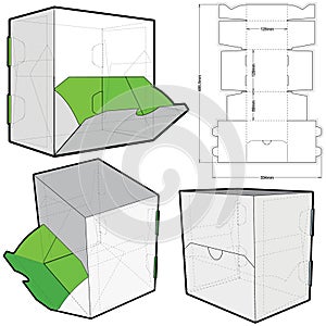 Dispenser Box Internal measurement 12.5x12.9+8.9cm and Die-cut Pattern.