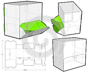 Dispenser Box Internal measurement 15x10x15cm and Die-cut Pattern.