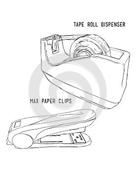 Dispenser roll tape and Max clip papers, punch clip set.