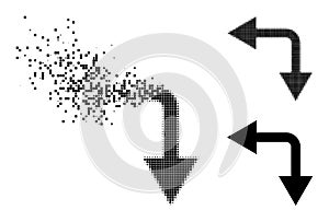 Dispersed and Halftone Dot Bifurcation Arrow Left Down Icon