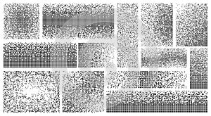 Dispersed pixel shapes. greyscale, art dissolve blocks. square dispersion, fragments transform. pixelation, destruction