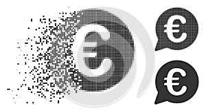 Dispersed Pixelated Halftone Euro Message Bubble Icon