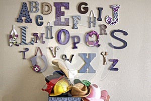 A display of the American alphabet made up of various sized letters