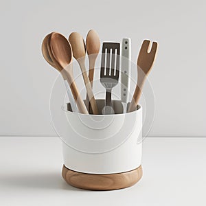 Display a basic stand for kitchenware. minimal. Ai generated