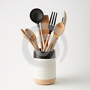 Display a basic stand for kitchenware. minimal. Ai generated