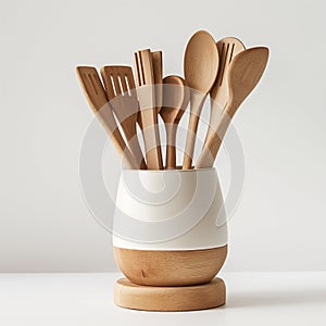 Display a basic stand for kitchenware. minimal. Ai generated