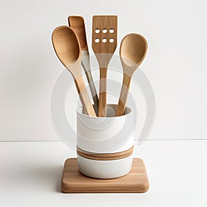 Display a basic stand for kitchenware. minimal. Ai generated