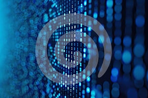 Display of binary numbers on monitor. visualizing complex computations or algorithms in action. Neural network ai