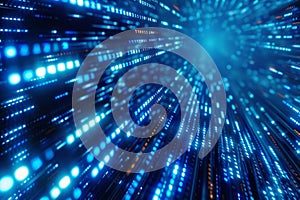 Display of binary numbers on monitor. visualizing complex computations or algorithms in action. Neural network ai