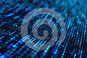 Display of binary numbers on monitor. visualizing complex computations or algorithms in action. Neural network ai