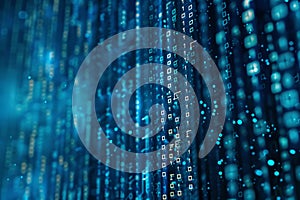 Display of binary numbers on monitor. visualizing complex computations or algorithms in action. Neural network ai