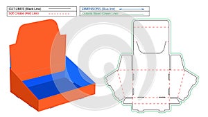 Display box, empty holder box, self box, blank display box dieline template and 3D render box