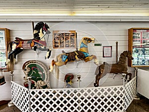 Display of carousel horses at Crossroads Village in Flint, Michigan