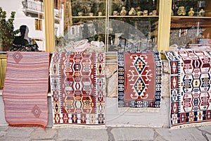 Display of carpets in Arachova, Greece