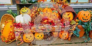 Display of Carved Pumpkins in Waterford, Wisconsin