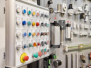 Display case buttons, switches and controls for industrial automation