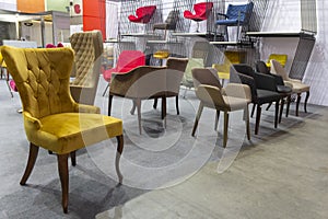Display of chairs in retail space