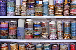 Display of colorful bracelets, Bundi, Rajasthan, India