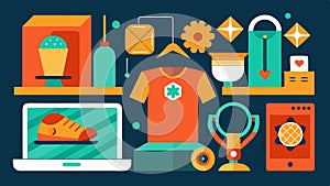 A display of completed projects including handmade jewelry 3Dprinted objects and clothing items..