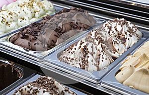 Display counter with assorted ice cream flavours