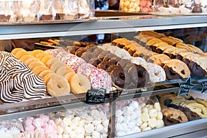 Display of delicious pastries in a bakery