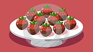 A display of elegant chocolatecovered strawberries carefully arranged on a platter for judging.. Vector illustration. photo