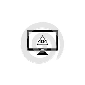Display with error message icon. Computer system error icon isolated on white background