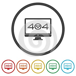 Display with error message icon. Set icons in color circle buttons