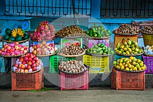 Display of exotic fruits in Luang Prabang