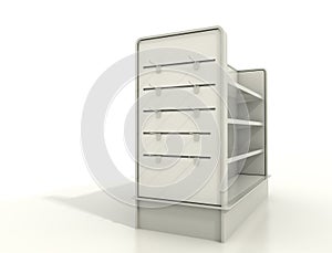 Display fixtures with slat wall and shelves